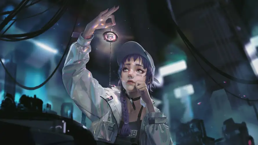 2k女孩壁纸-二次元 - 发光元素-夜间场景「哲风壁纸」