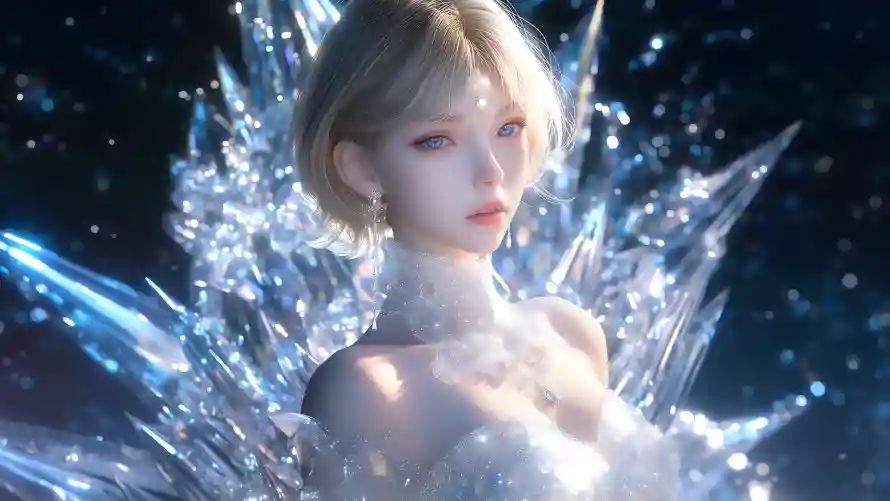 2k光影壁纸-冰晶 - 少女-梦幻「哲风壁纸」