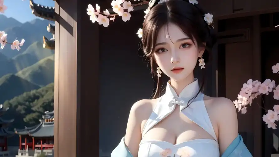 2k古风壁纸-国风 - 旗袍-樱花「哲风壁纸」