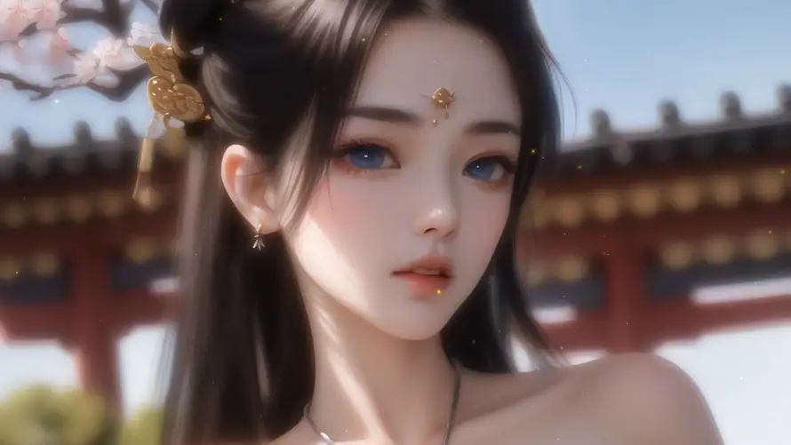 2k国风壁纸-美女 - 东方美学-传统建筑「哲风壁纸」