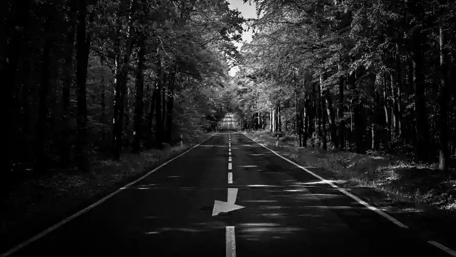 8k公路壁纸-黑白 - 光影道路-公路风景「哲风壁纸」