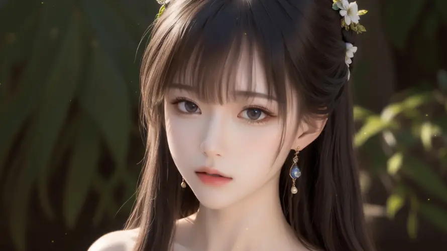 2k国风壁纸-少女 - 清纯-绿植「哲风壁纸」