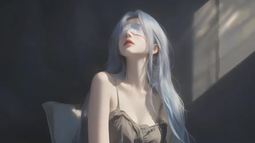 2k美女壁纸-蒙眼 - 吊带裙-氛围感「哲风壁纸」