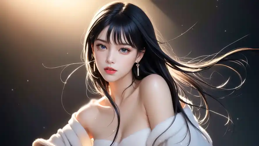 2k光影壁纸-美女 - 氛围感-长发美女「哲风壁纸」