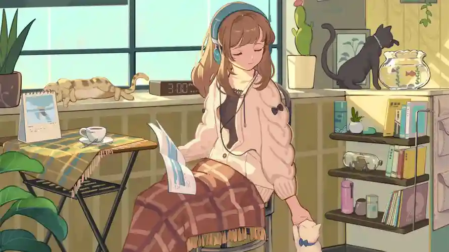 2k女孩壁纸-二次元 - 治愈系-室内插画「哲风壁纸」