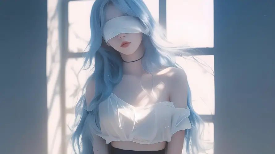 2k美女壁纸-蒙眼 - 个性美女-光影效果「哲风壁纸」