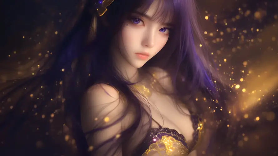 2k紫发壁纸-美女 - 光影效果-梦幻角色「哲风壁纸」