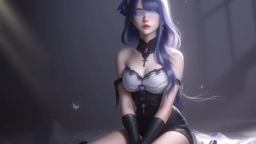 2k女孩壁纸-蒙眼 - 动漫插画-暗黑风格「哲风壁纸」