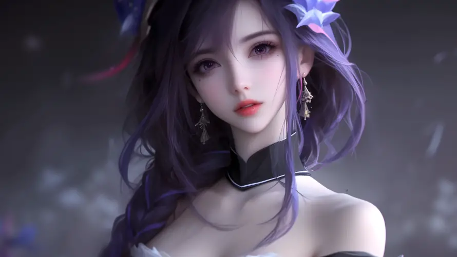2k紫发壁纸-美女 - 唯美角色-少女壁纸「哲风壁纸」