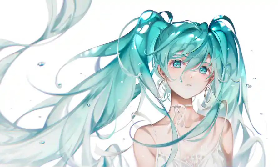 2k初音壁纸-蓝发 - 二次元-双马尾「哲风壁纸」