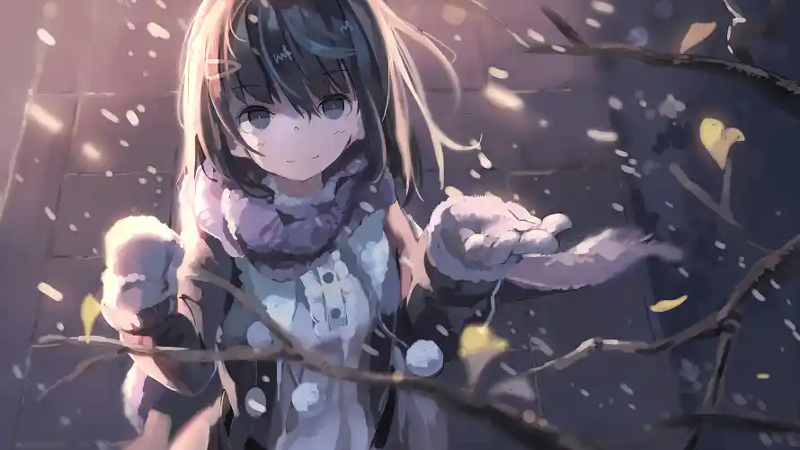 3k女孩壁纸-二次元 - 冬季雪景-动漫插画「哲风壁纸」