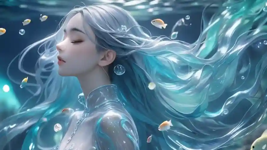 2k水中壁纸-美女 - 蓝色系-人鱼少女「哲风壁纸」 2k水中壁纸-美女 - 蓝色系-人鱼少女「哲风壁纸」