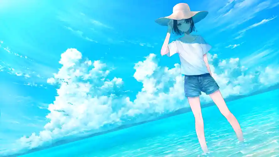 4k少女壁纸-海 - 夏日海洋-海滨漫步「哲风壁纸」