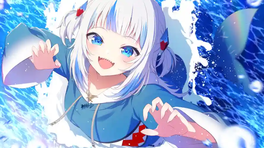5k少女壁纸-海 - 蓝色系-动漫角色「哲风壁纸」