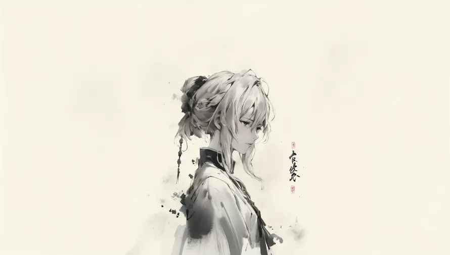 6k国风壁纸-少女 - 水墨-东方美学「哲风壁纸」