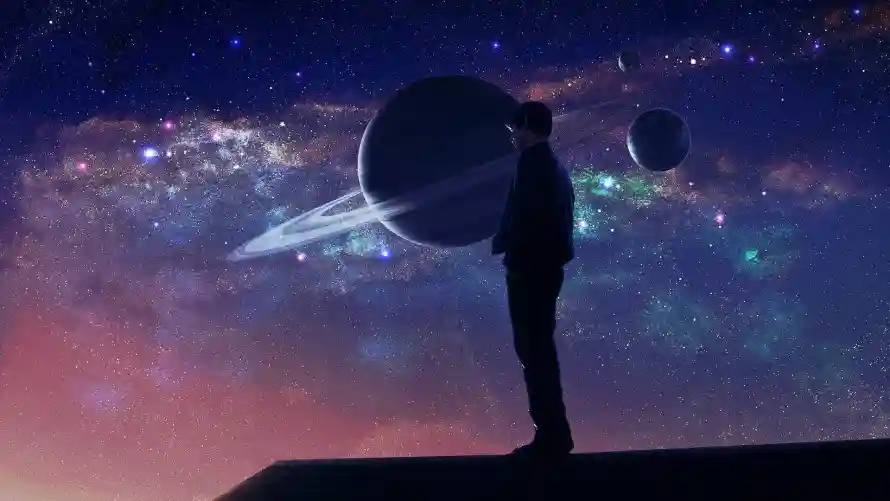 2k创意壁纸-艺术 - 创意背景-宇宙人物「哲风壁纸」