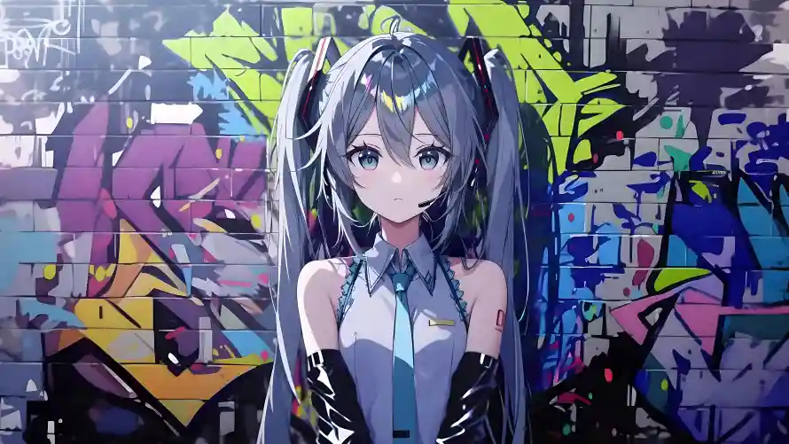 8k涂鸦壁纸-初音未来 - 动漫少女-数字艺术「哲风壁纸」