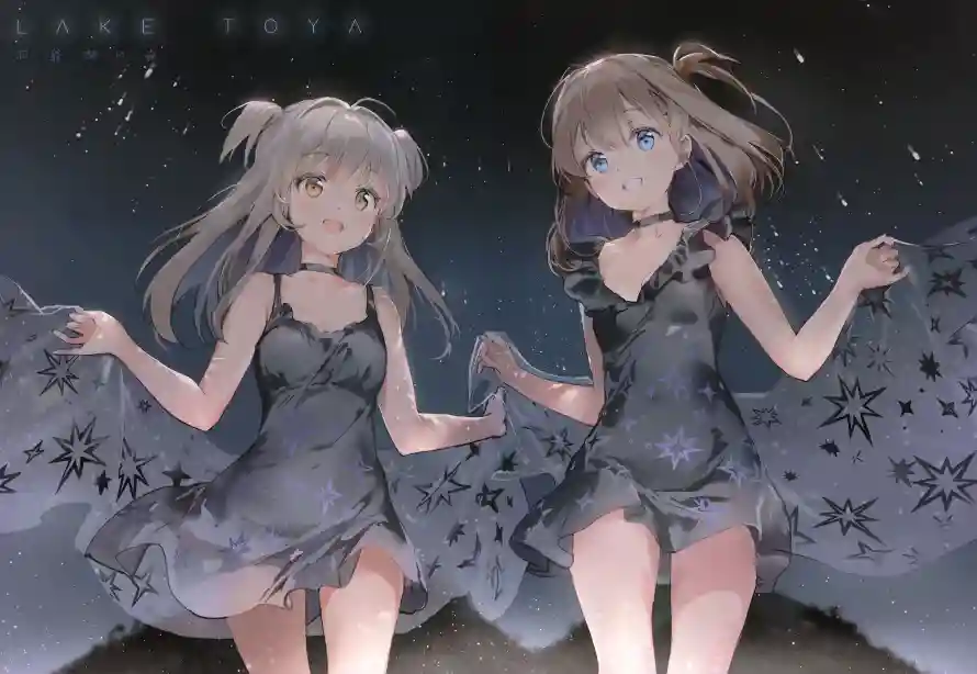 7k女孩壁纸-二次元 - 双马尾少女-夜星空背景「哲风壁纸」