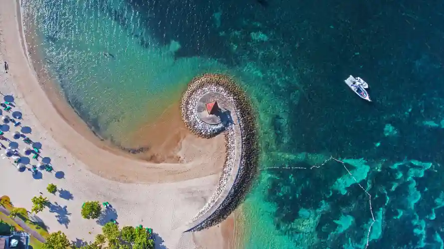 4k自然壁纸-风景 - 海滨背景-海滩航拍「哲风壁纸」