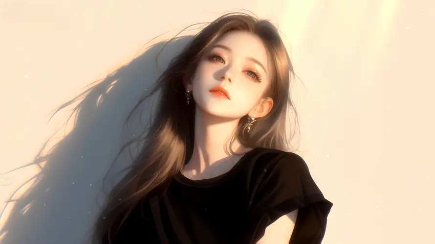4k慵懒壁纸-夕阳余晖 - 少女插画-慵懒美女「哲风壁纸」