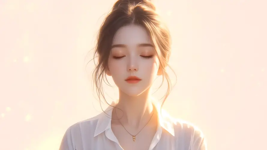 2k冥想壁纸-女性 - 暖光-肖像「哲风壁纸」