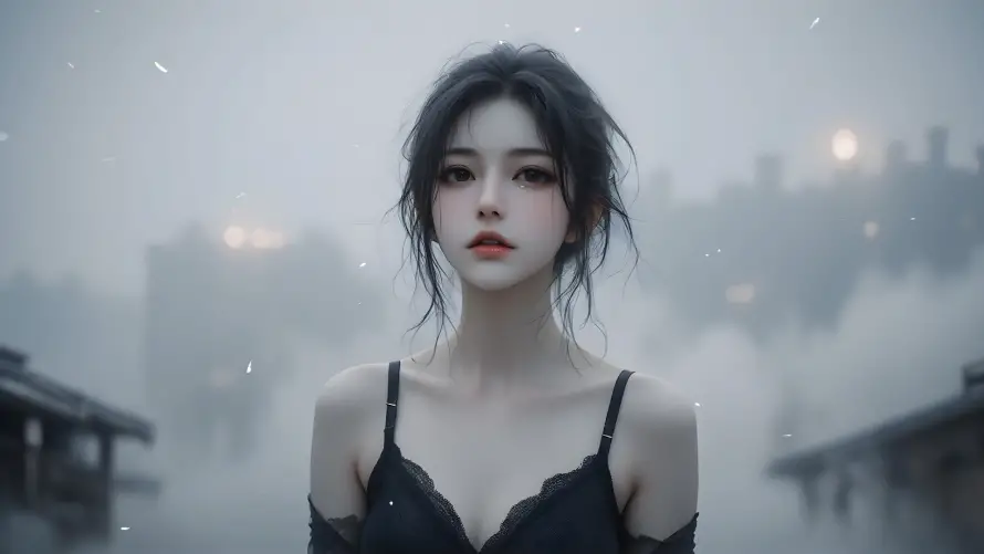 2k性感壁纸-美女 - 性感冷调-朦胧背景「哲风壁纸」