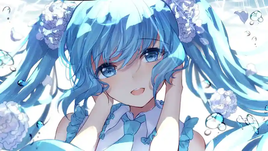 2k花朵壁纸-初音未来 - 清新风格-花朵元素「哲风壁纸」