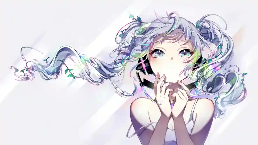 2k简单壁纸-初音未来 - 动漫插画-简单风格「哲风壁纸」