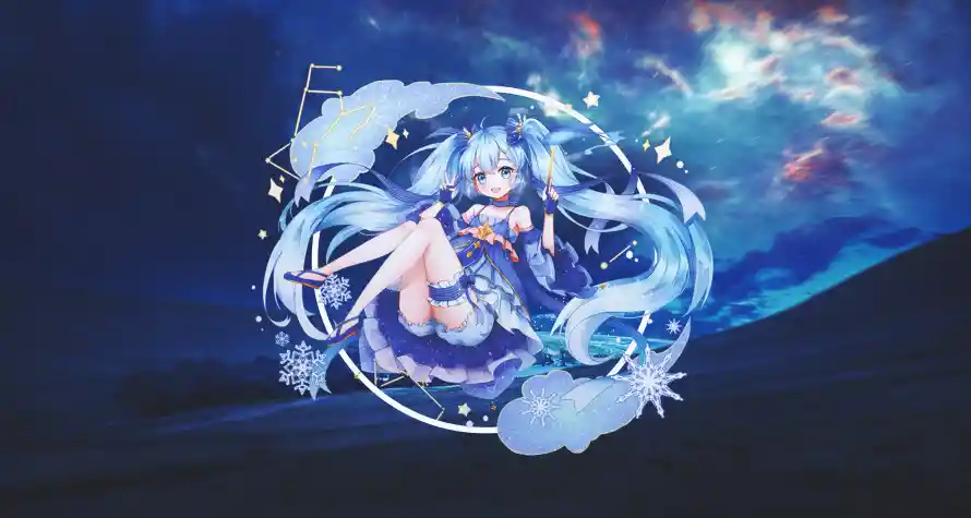 4k星空壁纸-二次元 - 蓝色系-初音未来「哲风壁纸」