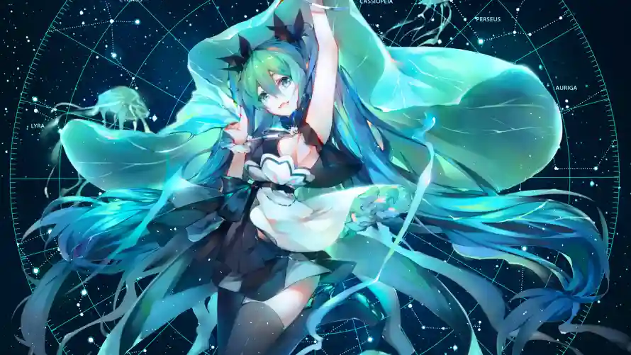 2k梦幻壁纸-几何背景 - 初音未来-未来科技「哲风壁纸」