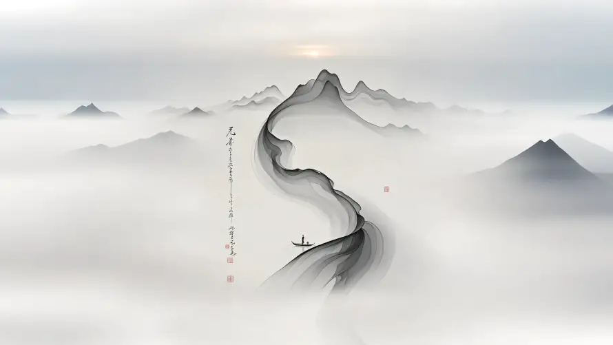 4k云雾山峦壁纸-古典美学 - 国风水墨-意境背景「哲风壁纸」