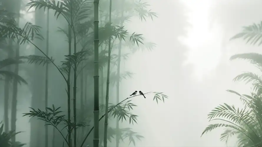4k小鸟壁纸-竹林 - 国风插画-国风水墨「哲风壁纸」