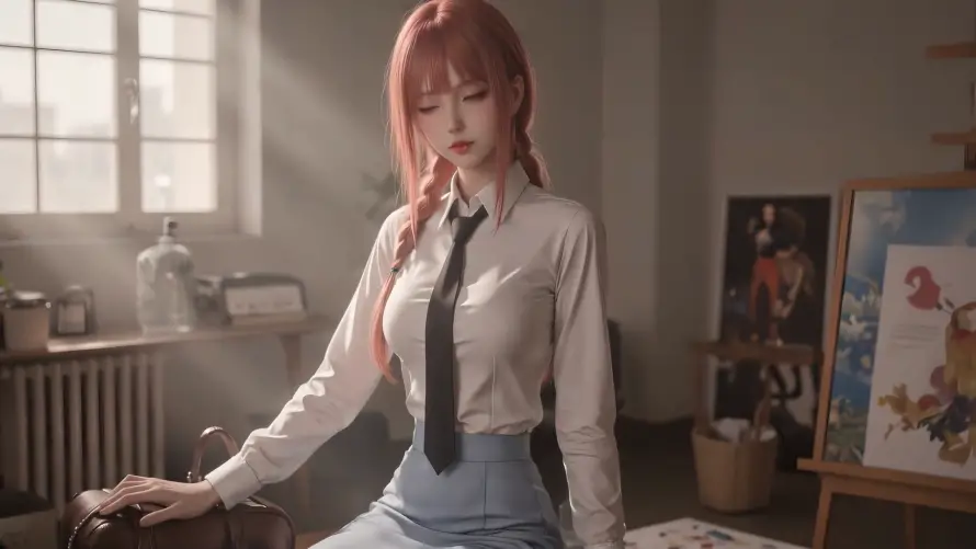 2k制服壁纸-少女 - 插画-画室「哲风壁纸」