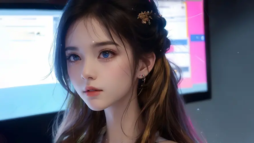 2k少女壁纸-蓝瞳 - 梦幻少女-蓝瞳少女「哲风壁纸」