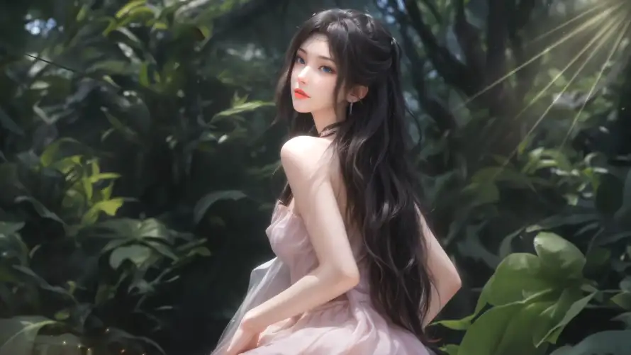 2k回眸壁纸-美女 - 光影回眸-户外写真「哲风壁纸」