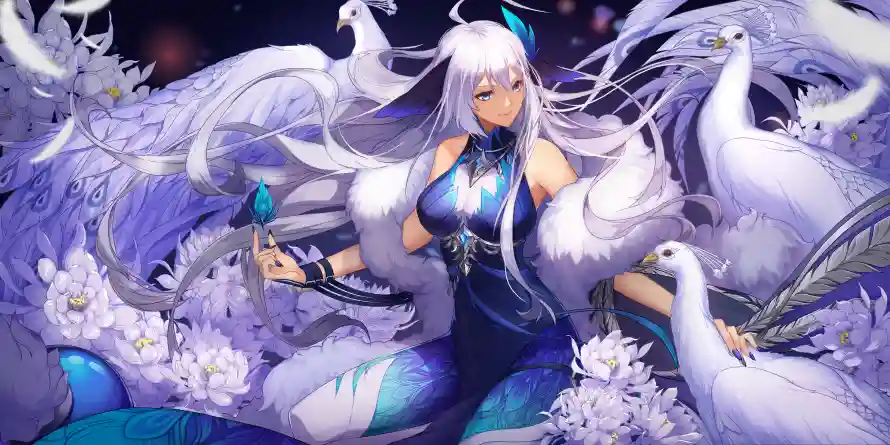 6k孔雀壁纸-花朵 - 孔雀少女-幻想风格「哲风壁纸」