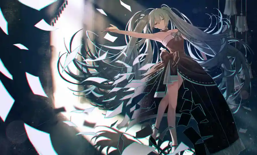 5k伸手壁纸-伸手动作 - 光影效果-初音未来「哲风壁纸」