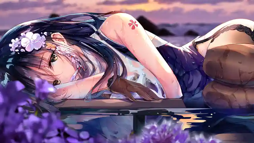 2k少女壁纸-水 - 花-水畔「哲风壁纸」