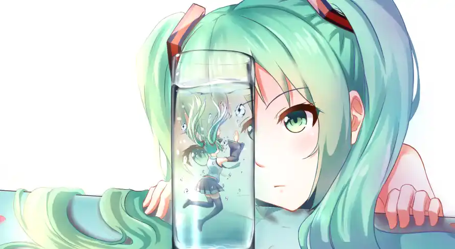 2k插画壁纸-水杯 - 二次元-初音未来「哲风壁纸」