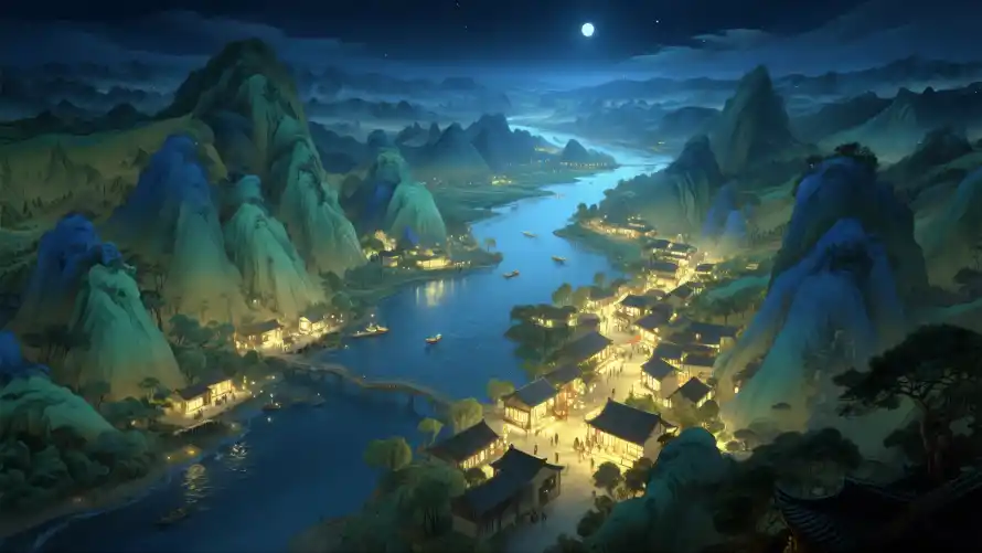 4k古风壁纸-国风 - 夜景-夜色「哲风壁纸」