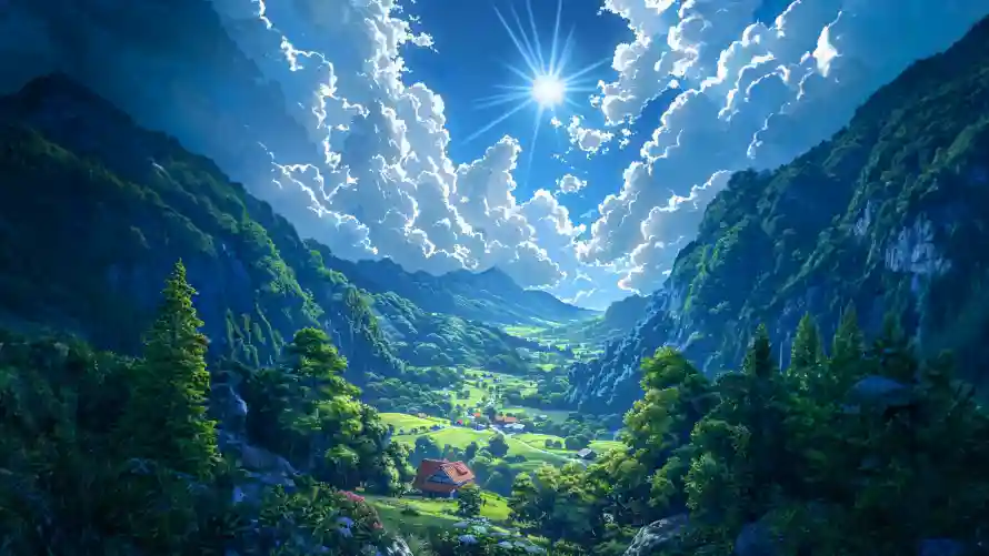 4k山谷壁纸 - 阳光 - 山谷草地 - 晨曦美景「哲风壁纸」