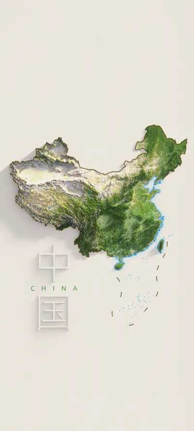 4k爱国壁纸 - 中国地图 - 山河轮廓 - 爱国元素「哲风壁纸」