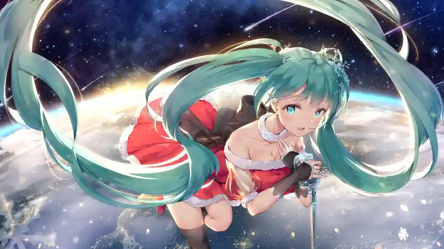 3k星空壁纸-红裙 - 二次元-初音未来「哲风壁纸」