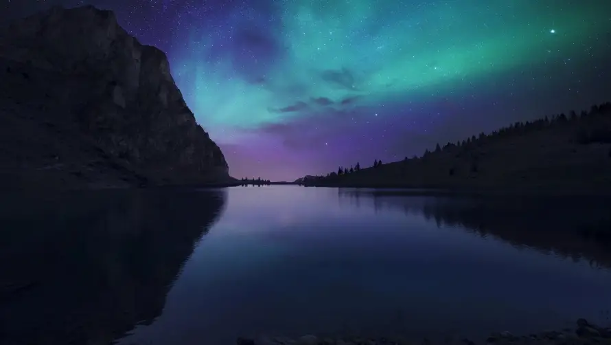 2k夜景壁纸-星空 - 极光-湖山「哲风壁纸」