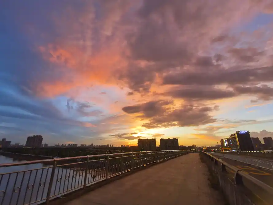 5k天空壁纸-晚霞 - 桥梁-城市晚霞「哲风壁纸」