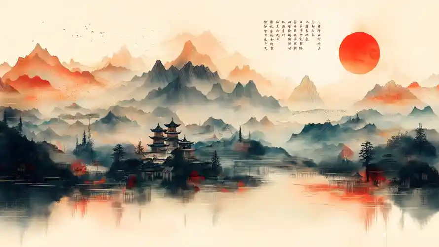 6k中式意境壁纸-古典楼阁 - 古建写意-国风山水「哲风壁纸」