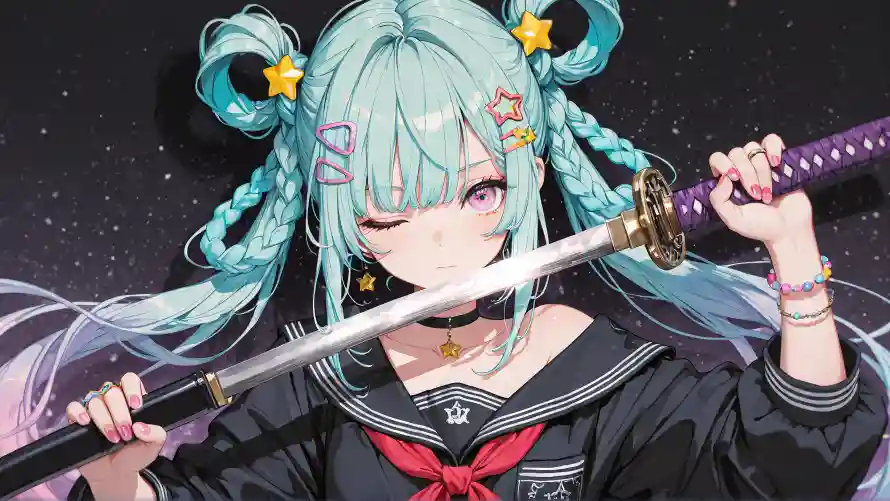 4kAI壁纸-壁纸 - 双马尾-剑士少女「哲风壁纸」