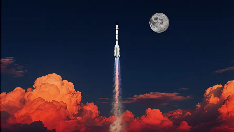 4k太空壁纸-宇宙 - 月亮-火箭「哲风壁纸」