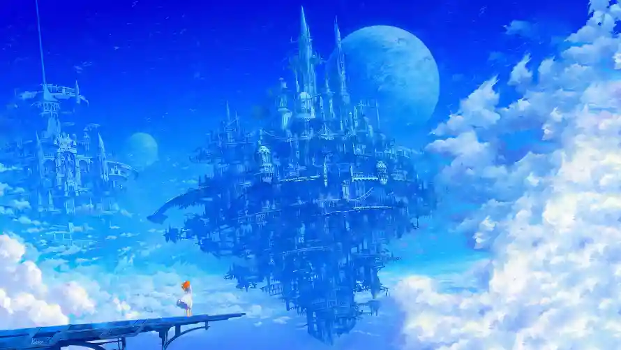 4k云朵环绕壁纸-云端建筑 - 天空城堡-奇幻场景「哲风壁纸」