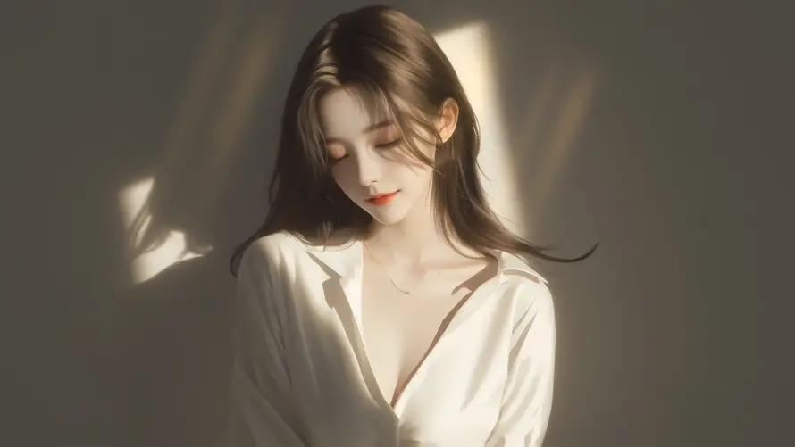 15k美女壁纸-阳光 - 人像摄影-侧脸美女「哲风壁纸」